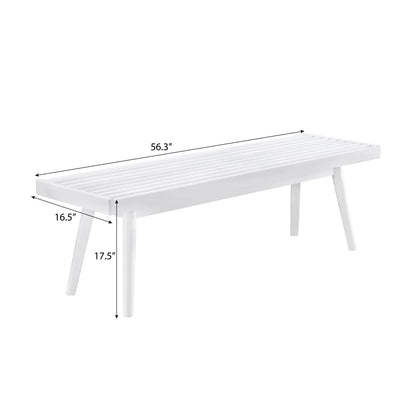 Larwich solid wood slatted bench white with slatted top 56.3in length on Tampa Home & Garden Store