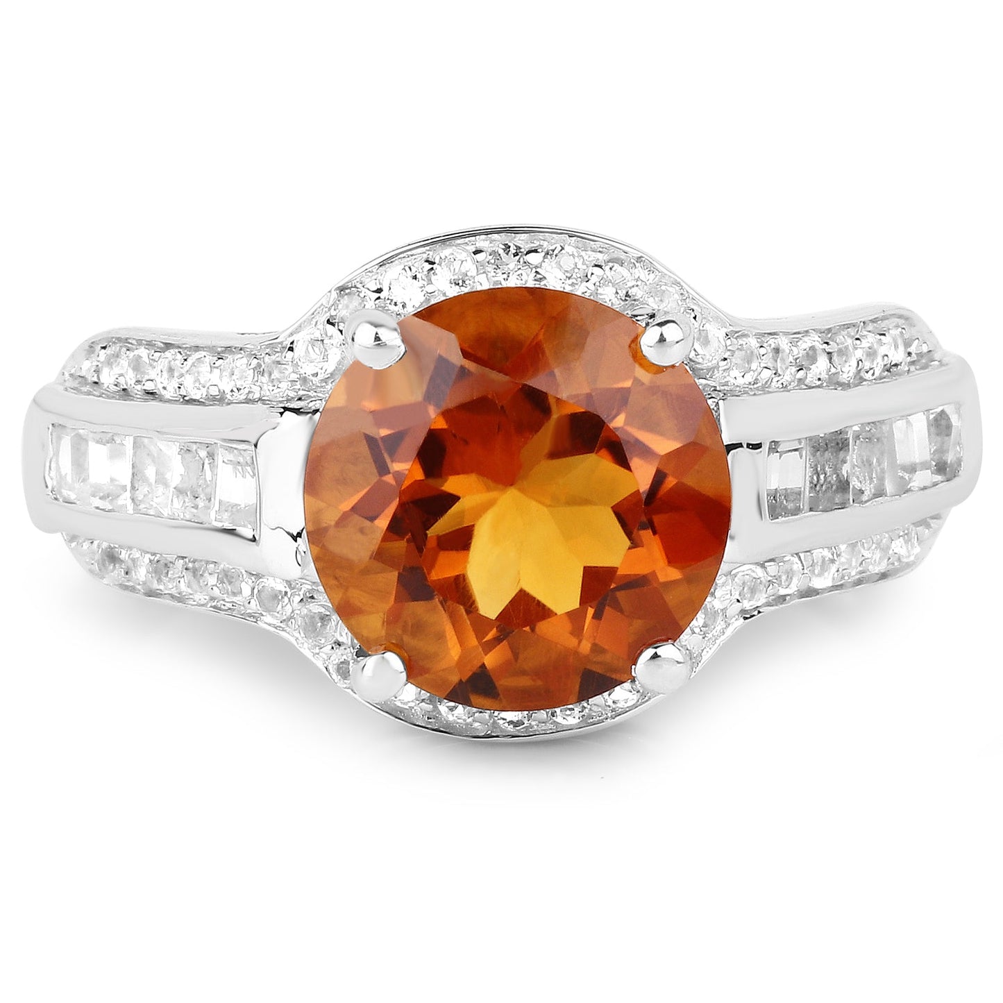 2.81ct Genuine Citrine and White Topaz Sterling Silver Ring with pavé halo on Tampa Home & Garden Store