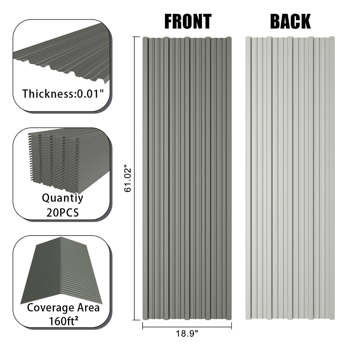 Galvanized Steel Corrugated and Metal Roof Panels by HouseOfZazla, 20 pcs on Tampa Home & Garden Store