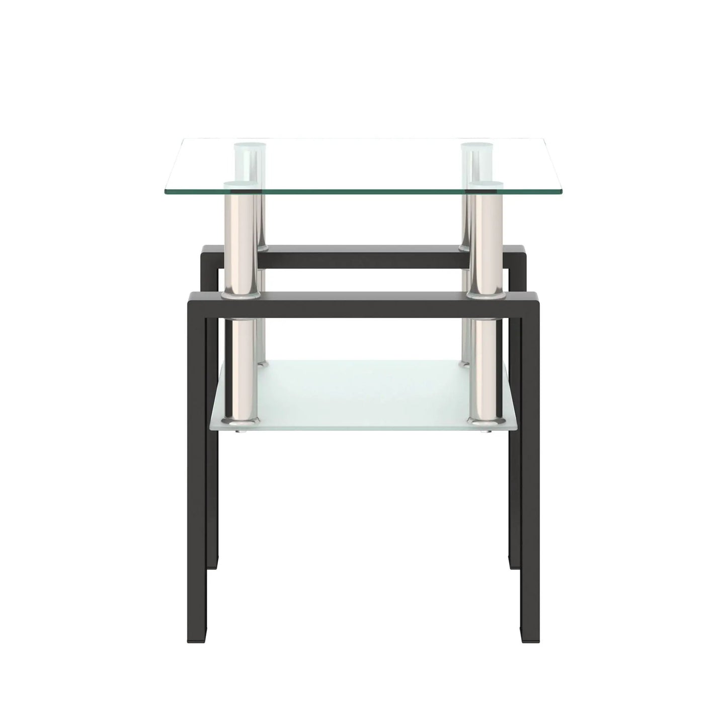 Modern tempered glass end table with square top and chrome legs by Unique Piece Furniture on Tampa Home & Garden Store