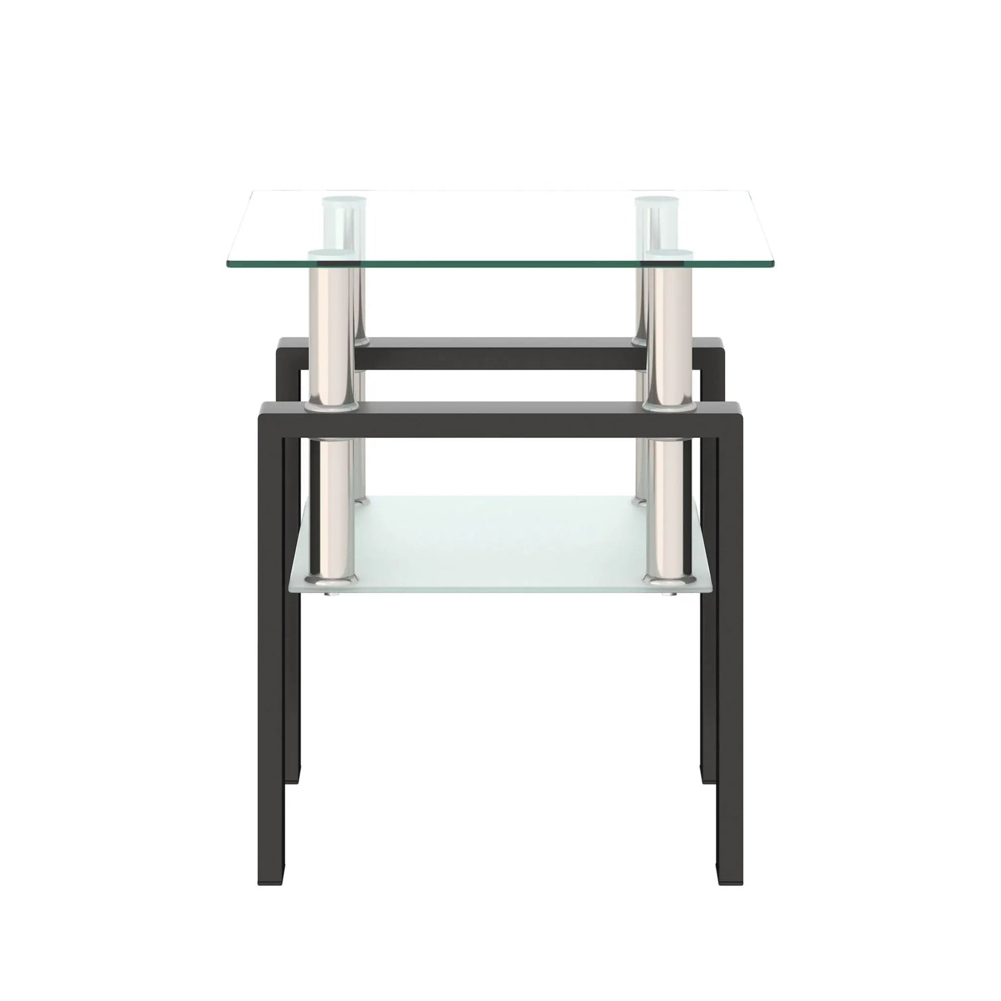 Modern tempered glass end table with square top and chrome legs by Unique Piece Furniture on Tampa Home & Garden Store