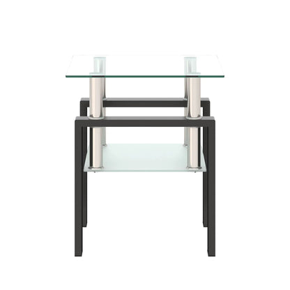 Modern tempered glass end table with square top and chrome legs by Unique Piece Furniture on Tampa Home & Garden Store