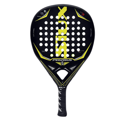 Padel racket Pegasus 3k Yellow '22 by Siux USA, black with yellow accents and perforated face on Tampa Home & Garden Store