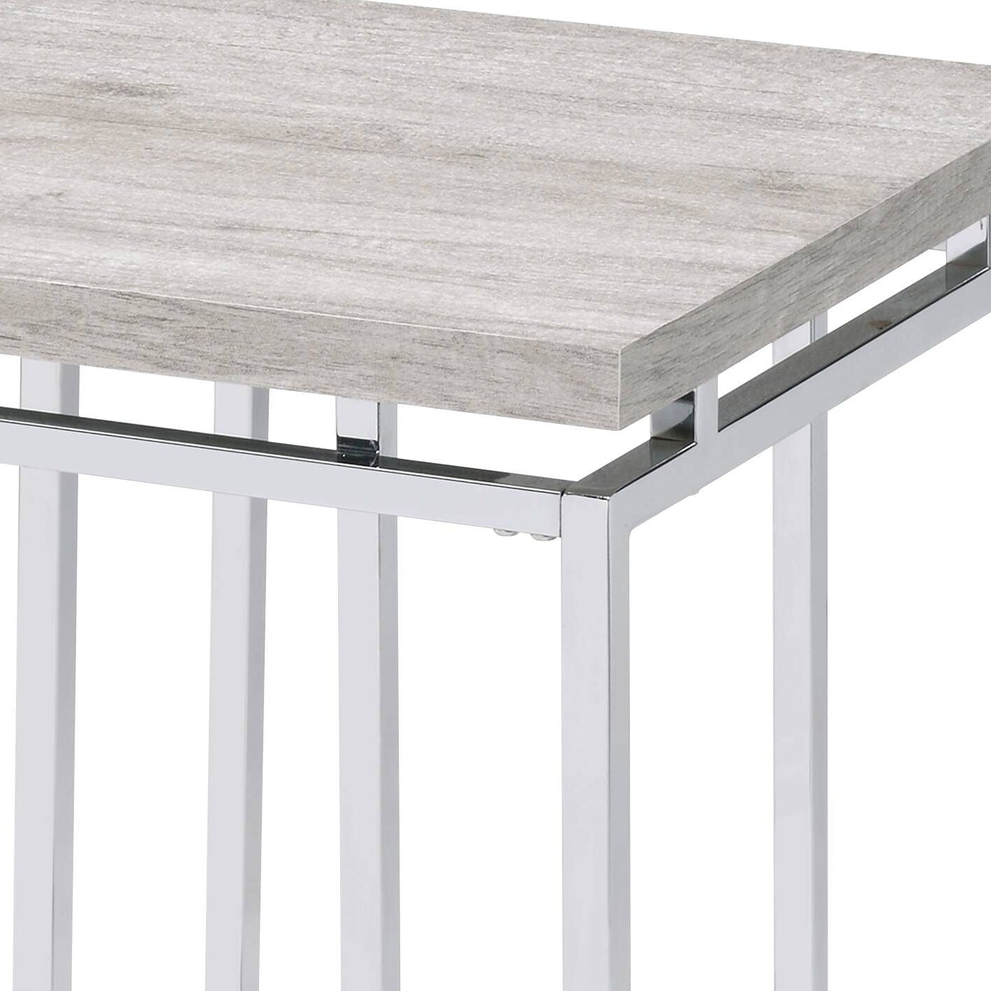 Chafik coffee table by HouseOfZazla with graywashed wood top and chrome frame on Tampa Home & Garden Store