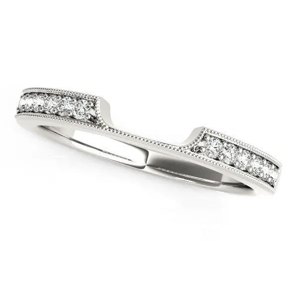 Curved 14k white gold diamond wedding band, antique style, pavé diamonds by Bids.com on Tampa Home & Garden Store