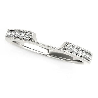 Curved 14k white gold diamond wedding band, antique style, pavé diamonds by Bids.com on Tampa Home & Garden Store