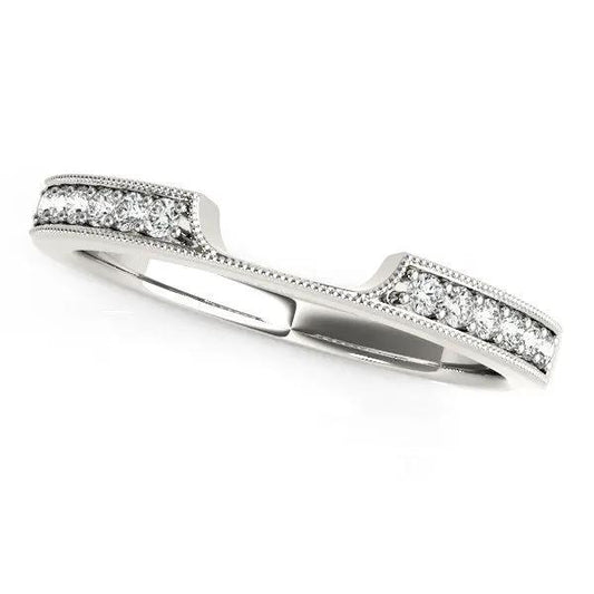 Curved 14k white gold diamond wedding band, antique style, pavé diamonds by Bids.com on Tampa Home & Garden Store