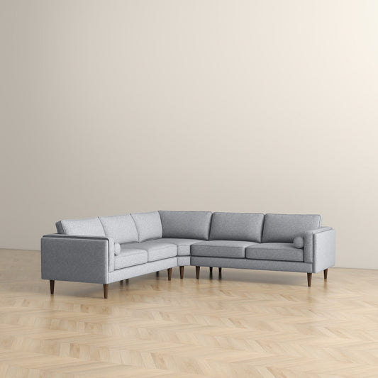 Amber Light Sectional Sofa by HouseOfZazla, grey fabric modular sectional with wooden legs on Tampa Home & Garden Store