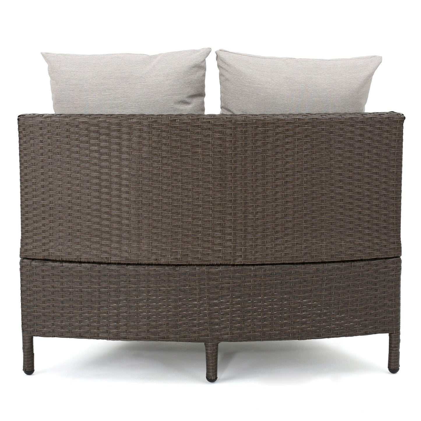 Pt Limon Modern Outdoor Single Sofa with two light beige cushions on brown wicker frame on Tampa Home & Garden Store