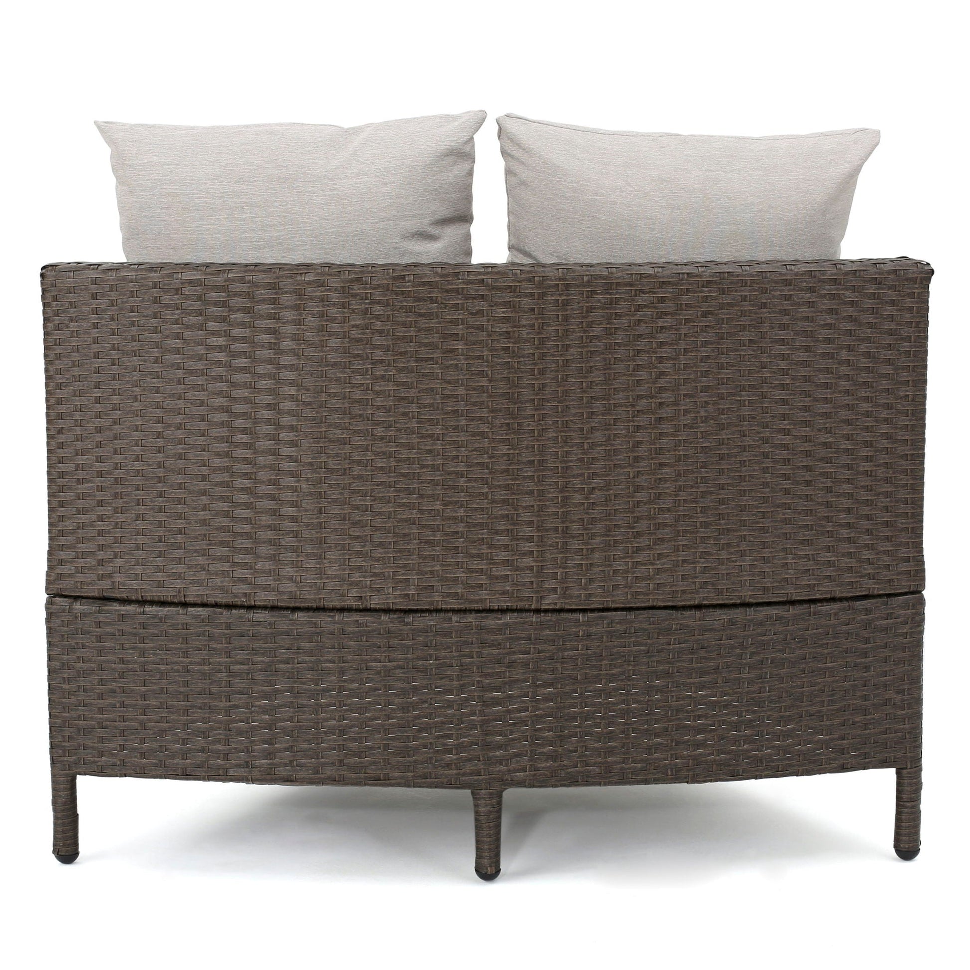 Pt Limon Modern Outdoor Single Sofa with two light beige cushions on brown wicker frame on Tampa Home & Garden Store