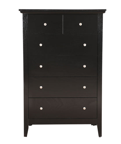 Accent chest black wood veneer with nickel hardware 6-drawer unit on Tampa Home & Garden Store