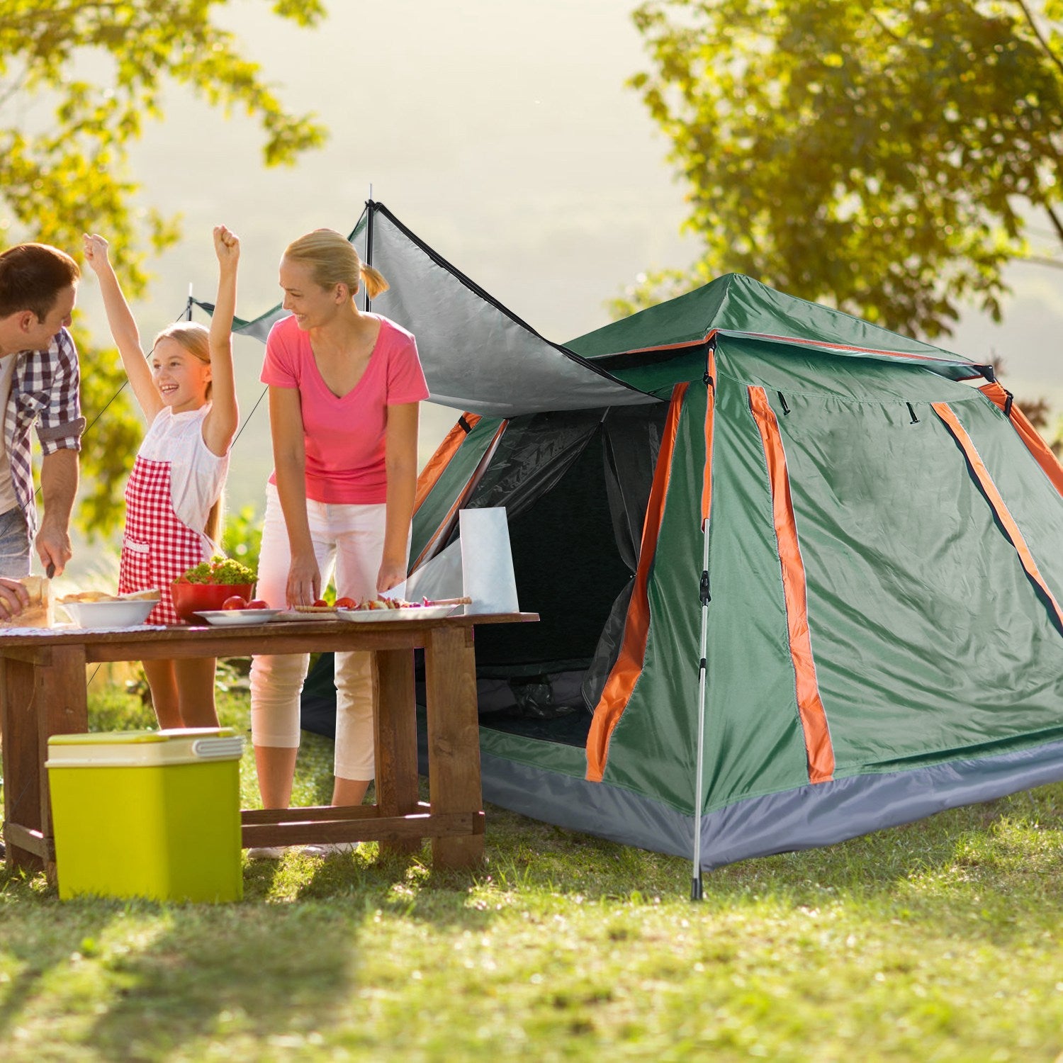 GemGear 4-5 person camping tent, waterproof green with mosquito nets and carrying bag on Tampa Home & Garden Store
