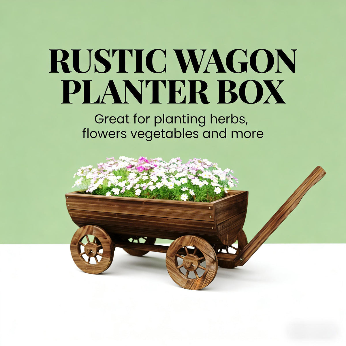 Small wooden wheelbarrow planter with drainage rustic mobile garden cart HouseOfZazla on Tampa Home & Garden Store
