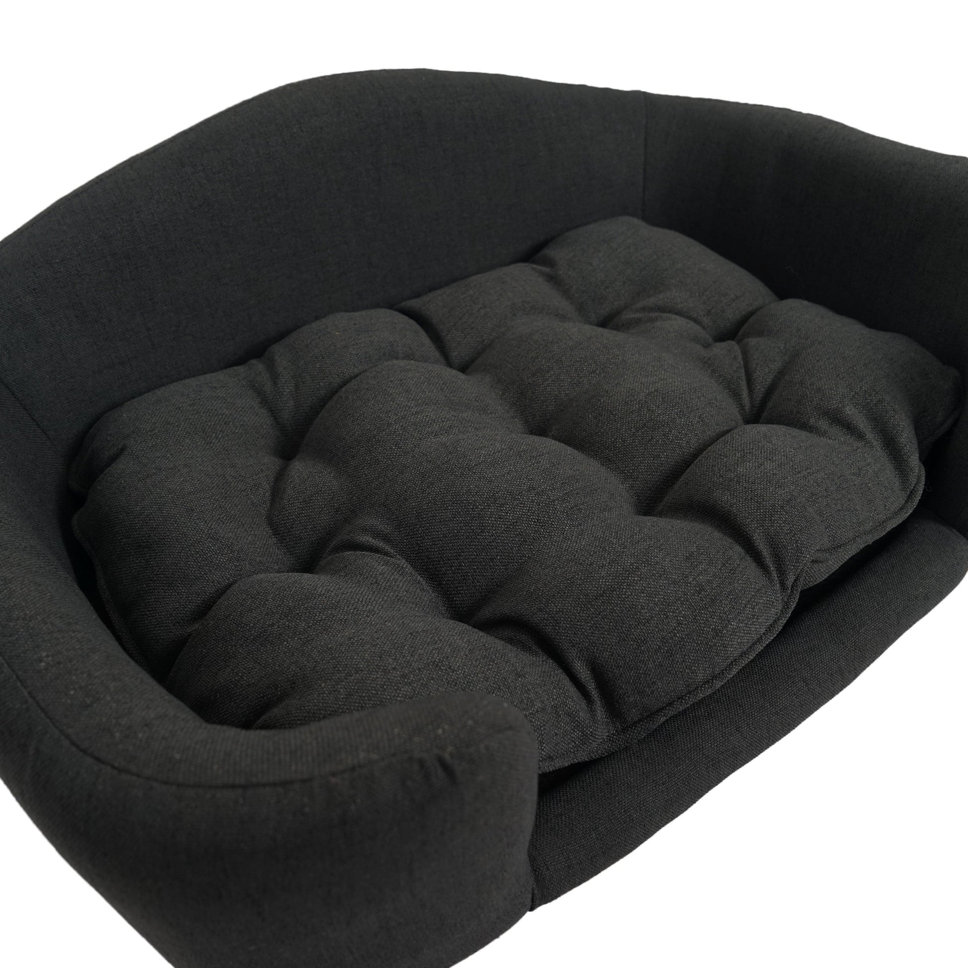 Elevated dog bed frame for small dogs in black fabric with tufted padding by HouseOfZazla on Tampa Home & Garden Store