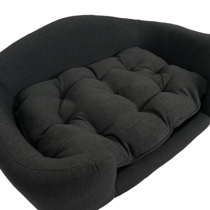 Elevated dog bed frame for small dogs in black fabric with tufted padding by HouseOfZazla on Tampa Home & Garden Store