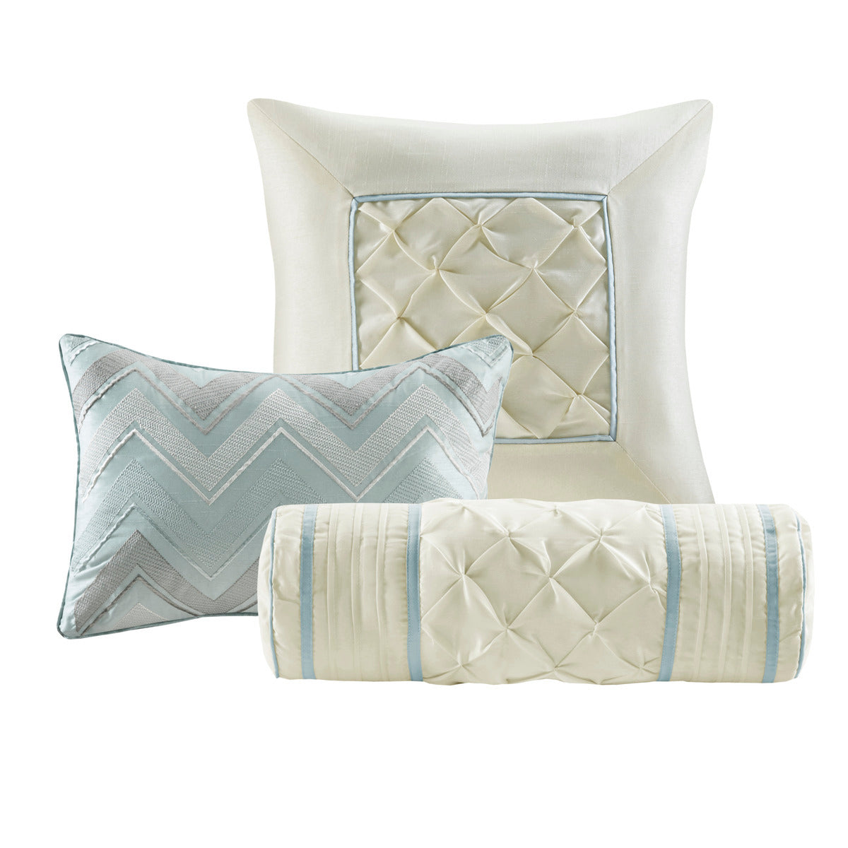 7 Piece Tufted Comforter Set in Seafoam King