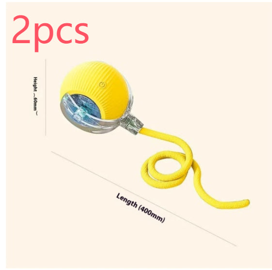 Electric cat toy ball, yellow self-entertainment rolling ball with cord, 2pcs Sell My Stuff on Tampa Home & Garden Store