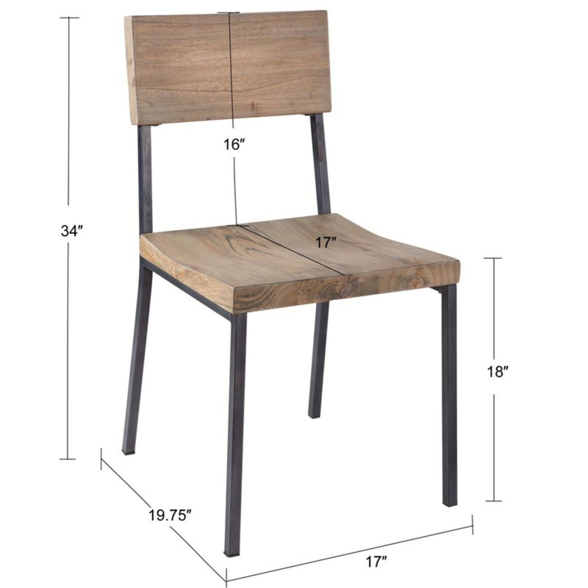 Tacoma Dining Chair Set gray solid hardwood with metal frame by HouseOfZazla on Tampa Home & Garden Store