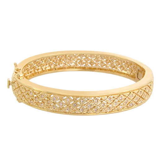 Glamour Pave Bangle - gold tone eternity bracelet with pave lattice by Lauren G Adams on Tampa Home & Garden Store