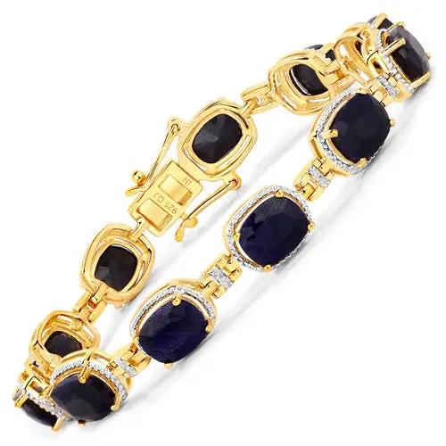 Bracelet with navy dyed sapphire and diamond accents in gold-tone .925 sterling silver links by Bids.com on Tampa Home & Garden Store