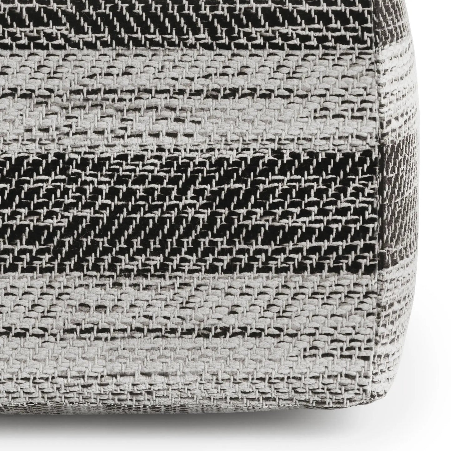 Clay Square Pouf upholstered in black white basketweave fabric by Unique Piece Furniture on Tampa Home & Garden Store