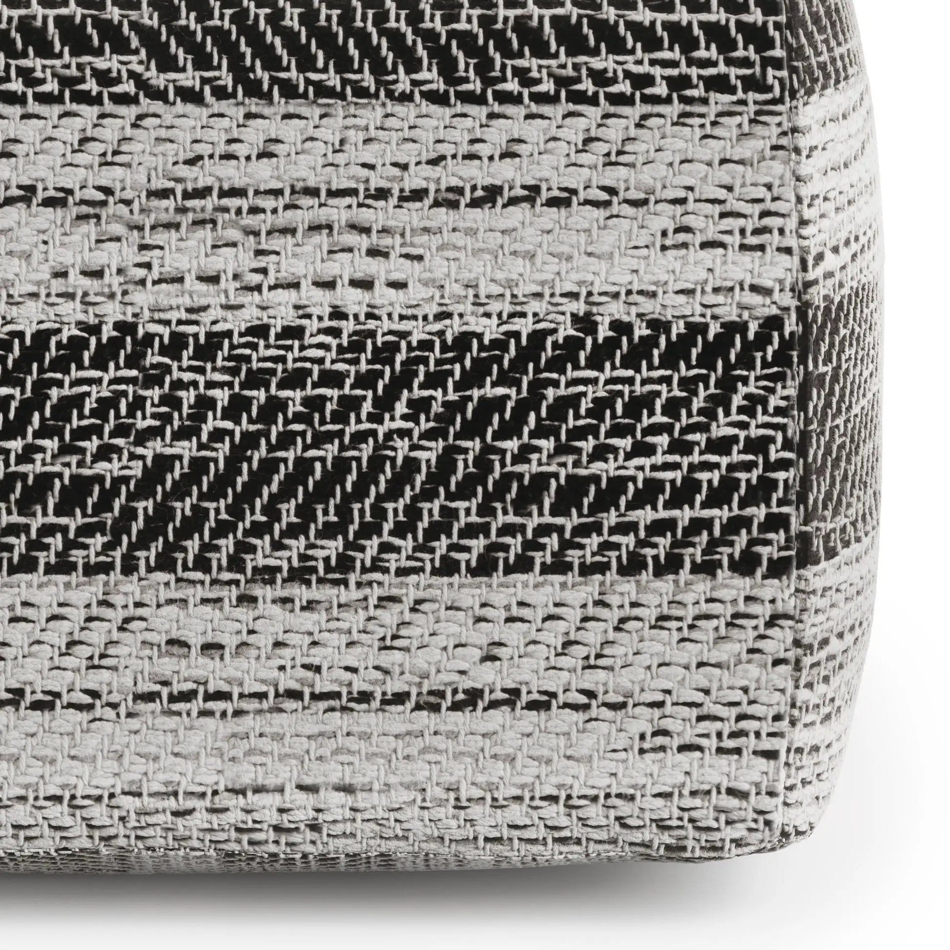 Clay Square Pouf upholstered in black white basketweave fabric by Unique Piece Furniture on Tampa Home & Garden Store
