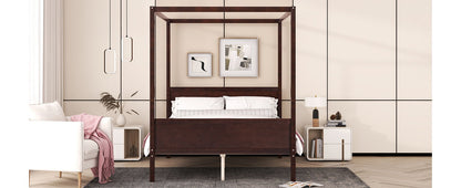 Modern Canopy Platform Bed and Wooden Headboard