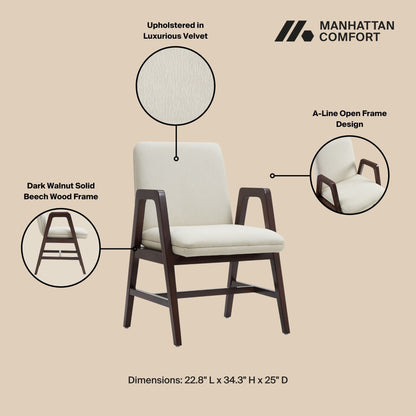 Stella Cream Armchair with Beech Wood and Cushion