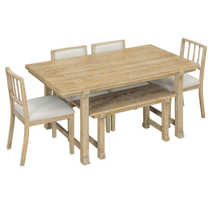 Rubber Wood Six Piece Kitchen and Dining Set