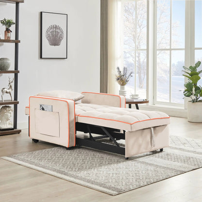 Beige sleeper chair with orange piping, 3-in-1 sofa bed and adjustable recliner on Tampa Home & Garden Store