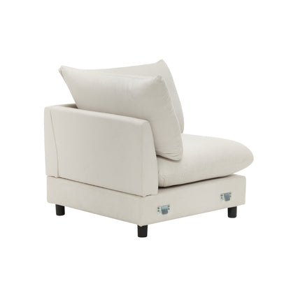 99 in oversize modular sectional sofa cream fabric by HouseOfZazla, metal hardware, black legs on Tampa Home & Garden Store