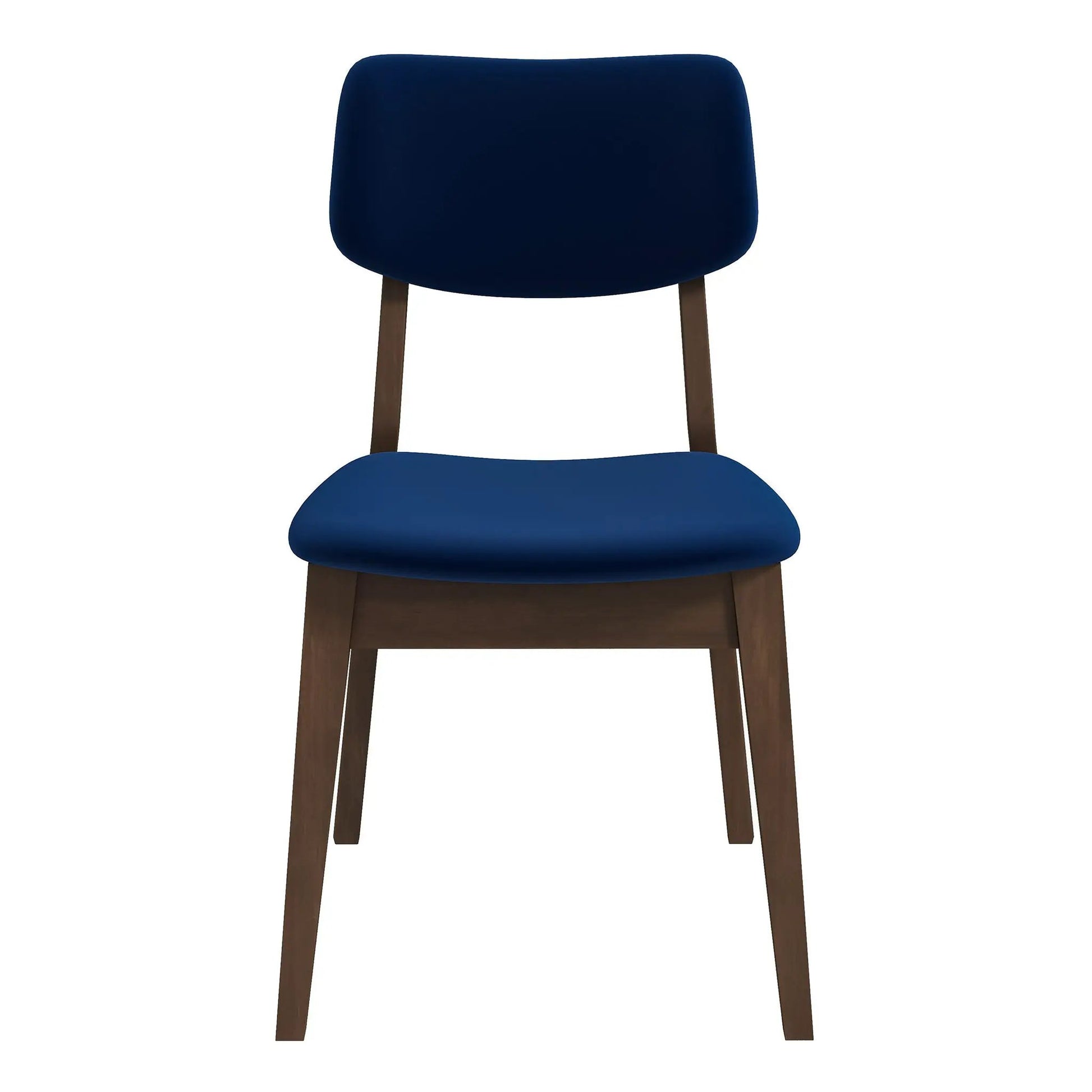 Carlos solid back side chair set of 2 navy fabric upholstery with wood legs Unique Piece on Tampa Home & Garden Store