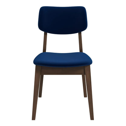 Carlos solid back side chair set of 2 navy fabric upholstery with wood legs Unique Piece on Tampa Home & Garden Store