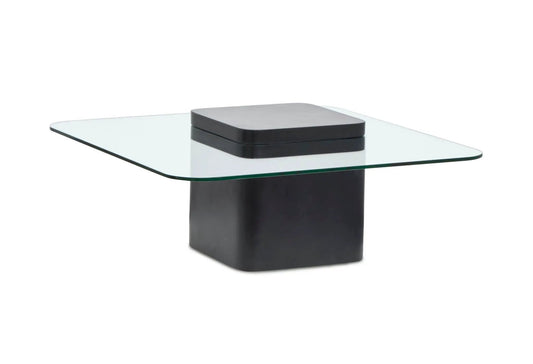 Donora square end table with glass top and dark base by Unique Piece Furniture on Tampa Home & Garden Store