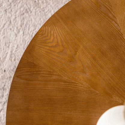 Round Retro Coffee Table with Solid Wood Legs