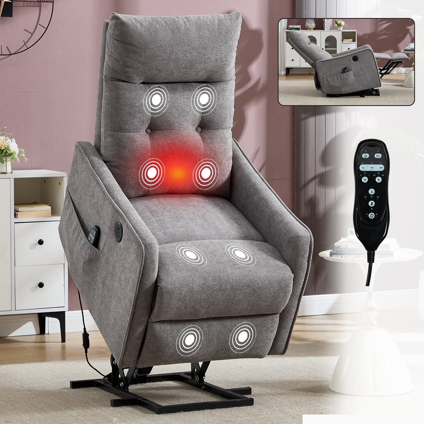 Comfortmax single motor lift recliner chair gray fabric with remote by HouseOfZazla on Tampa Home & Garden Store
