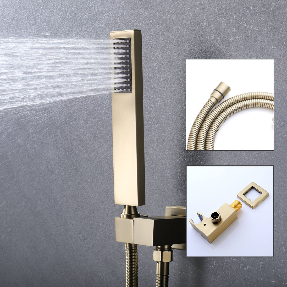 Wall mount shower system with high-pressure 10-inch shower head and handheld, gold finish on Tampa Home & Garden Store