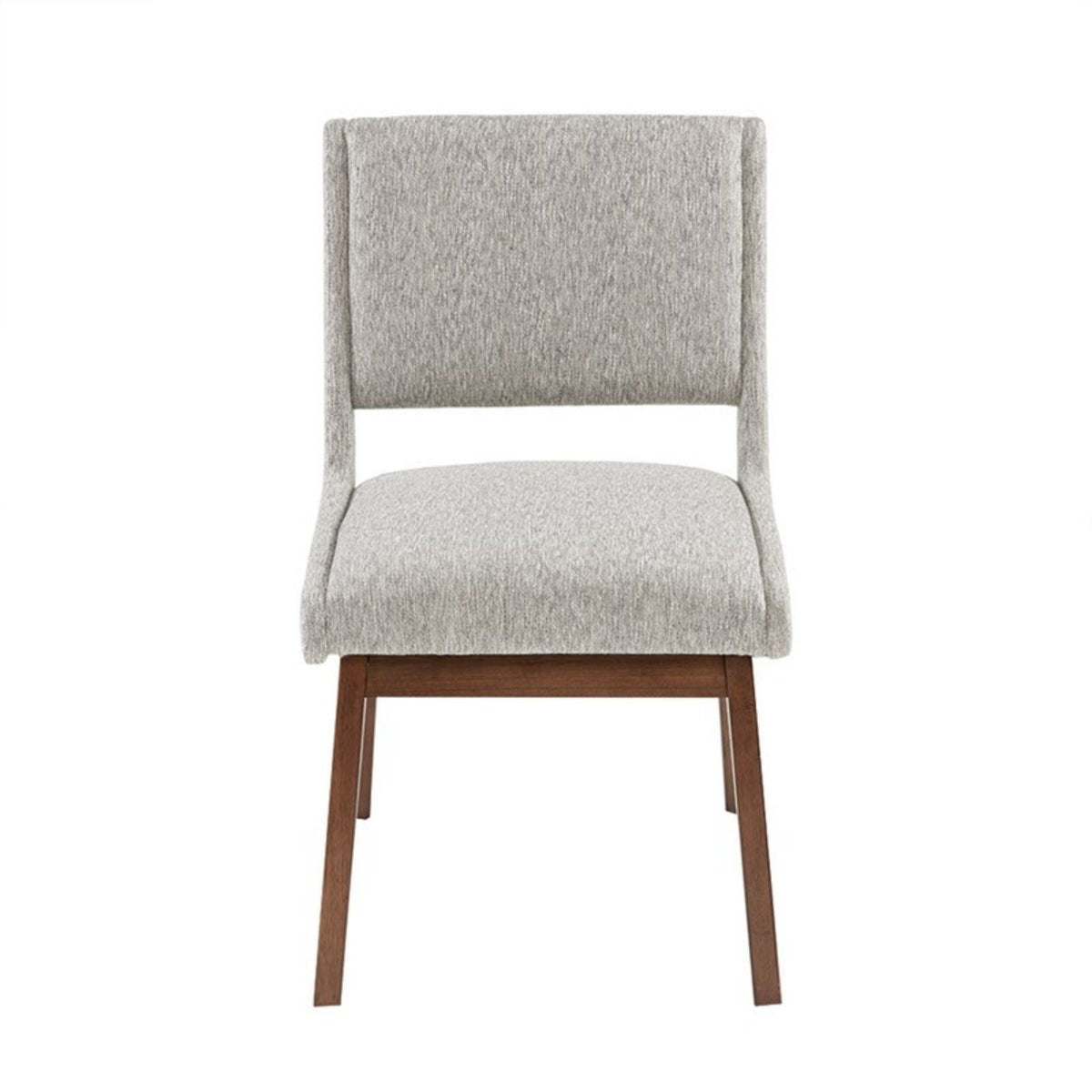 Dining side chair with light gray upholstered fabric and wooden legs on Tampa Home & Garden Store