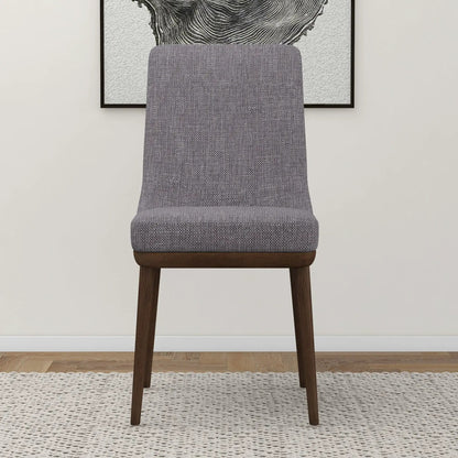 Kate mid-century dining chair set of 2 in gray textured fabric with dark wood legs on Tampa Home & Garden Store