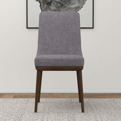 Mid-Century Modern dining chair set of 2 with solid wood frame and gray woven upholstery on Tampa Home & Garden Store