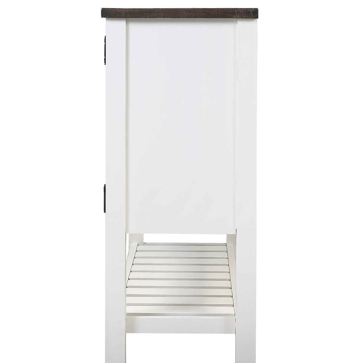 2 Drawer Server Brown cabinet with white body and dark top, slatted shelves HouseOfZazla on Tampa Home & Garden Store