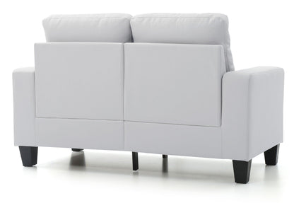 Track Arm Loveseat light gray fabric with pocket coil comfort and dark wood legs on Tampa Home & Garden Store
