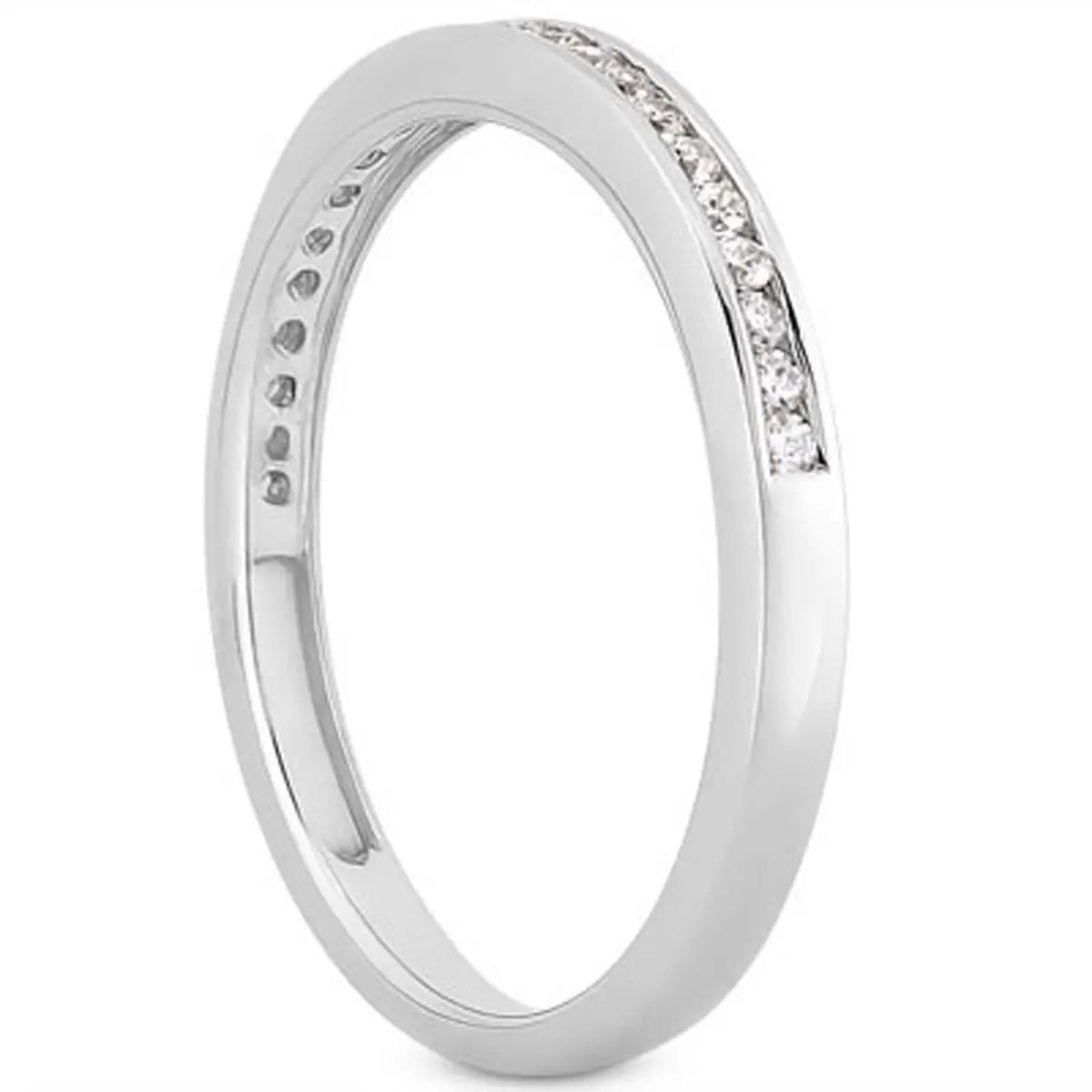 14k white gold slender channel-set diamond wedding ring band 1/2 around Bids.com on Tampa Home & Garden Store