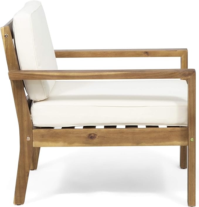 Outdoor Acacia Wood Club Chairs with Cushions