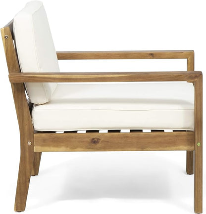 Outdoor Acacia Wood Club Chairs with Cushions