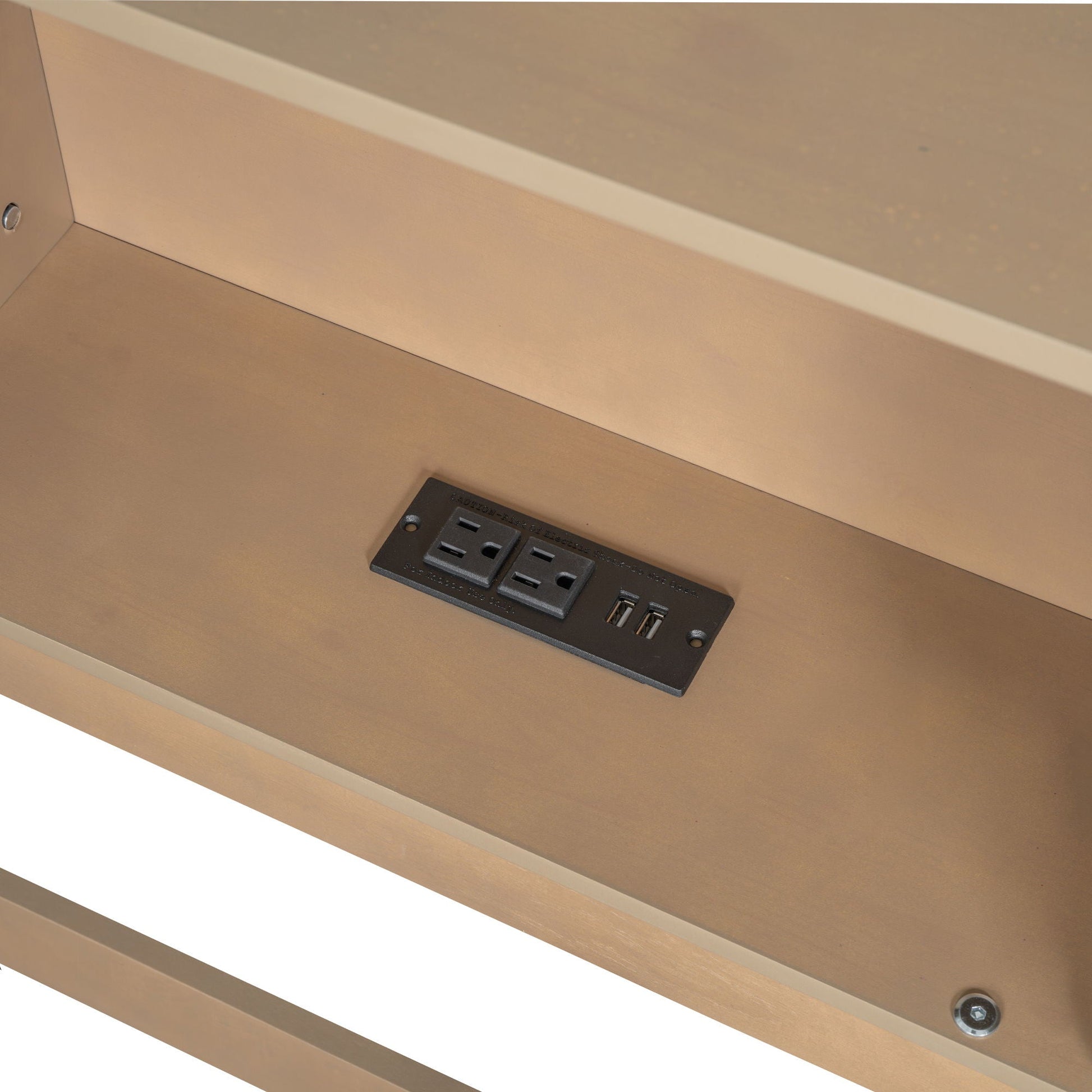 Floor bed with storage cabinets and USB ports in brown wood finish, built-in outlet panel on Tampa Home & Garden Store