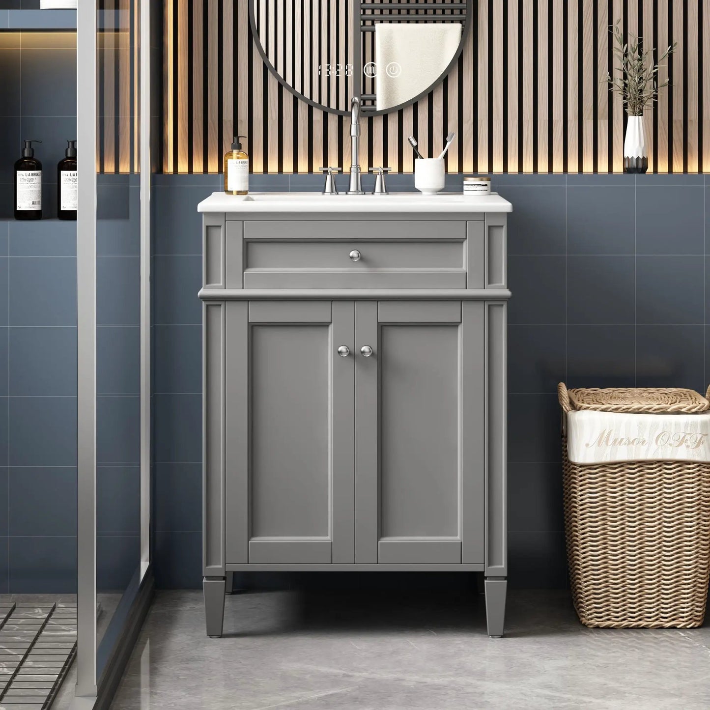 Bathroom Vanity With 2 Doors and Tip Out Drawer