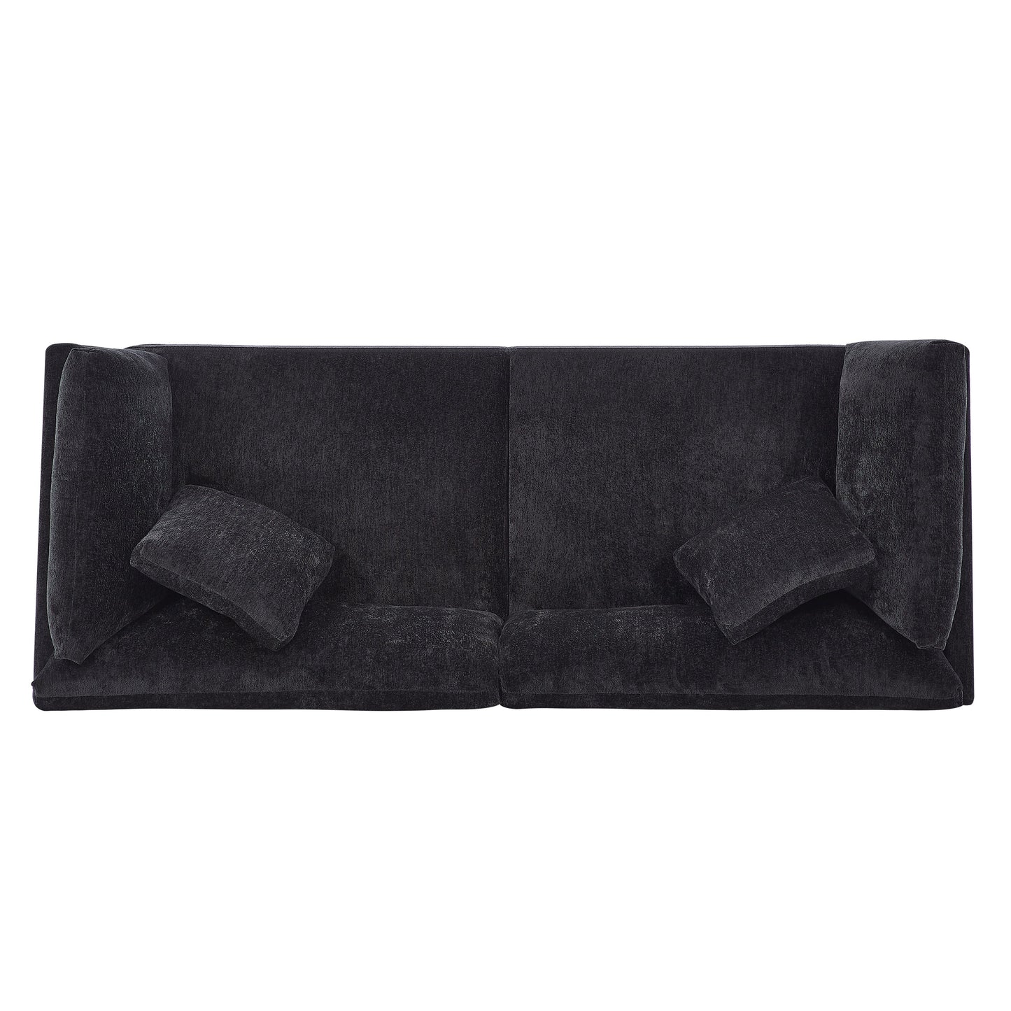 Modern Chenille Sofa and Flared Arms Black