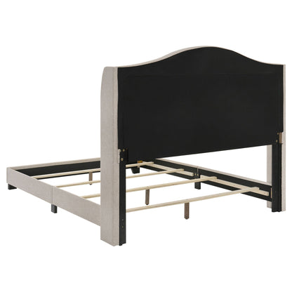 Copper Wingback Bed upholstered panel bed by HouseOfZazla with black headboard and beige frame on Tampa Home & Garden Store
