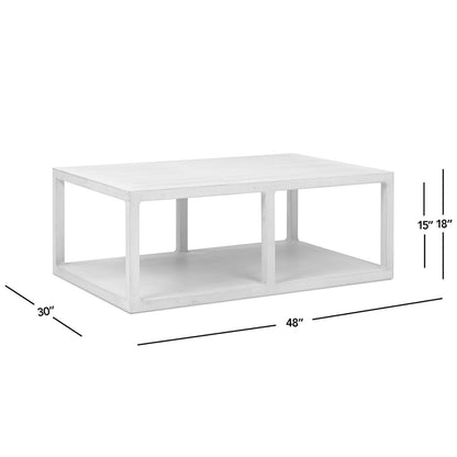 Natural reclaimed wood coffee table Ellis with lower shelf, whitewashed finish by HouseOfZazla on Tampa Home & Garden Store